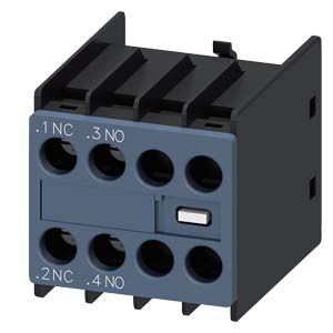 Auxiliary switch on the front, 1 NO + 1 NC Current path 1 NC, 1 NO for 3RH and 3RT screw terminal .1/.2, .3/.4,